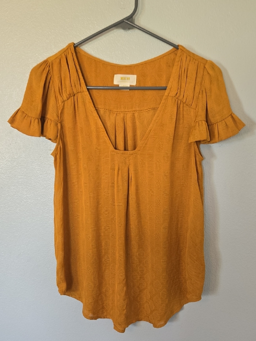 Maeve x Anthropologie | Hailey Gold Flutter-Sleeve Top Size XS